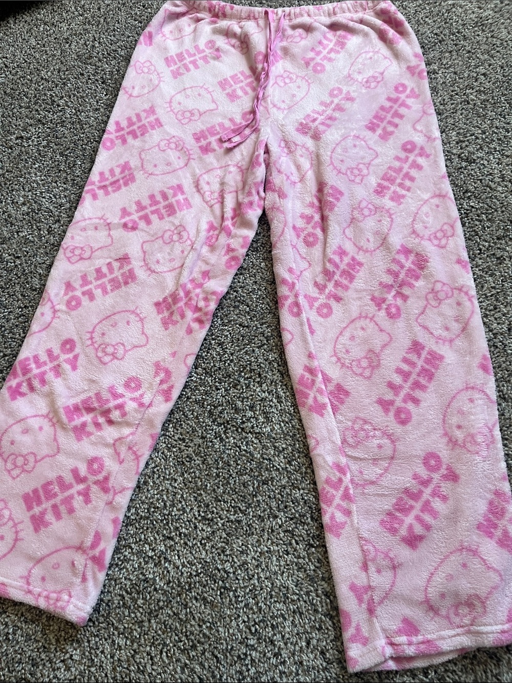 Hello Kitty Pink Fleece Pajama Bottoms with All-Over Print